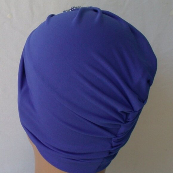 Sapphire Blue Instant Turban Cap Fun and Flirty Fashion Hat - Picture 3 of 3